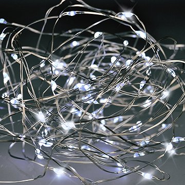 Solight karácsonyi fényfüzér, ezüst, hideg fehér, 100×mini LED, 10 m
