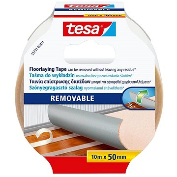 TESA eltávolítható, megerősített, 10 m×50 mm méretű szőnyeg ragasztószalag, fehér