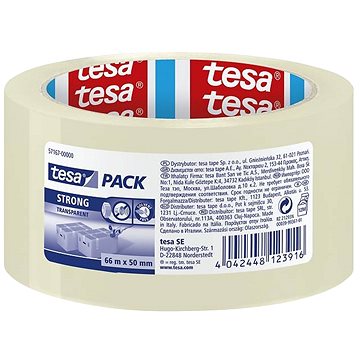 tesa STRONG Csomagolószalag, PP, akril, csendes, átlátszó, 66m:50mm