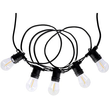 Tesla partilánc, 15LED, 9,1 m + 1,5 m, 2700 K, 4 üzemmód, napelemes