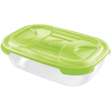 Tontarelli Nuvola Box, téglalap alakú, átlátszó/zöld, 1,15 l