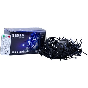 Tesla - fényfüzér, hideg fehér, 6500K, 100LED, 10 m + 5 m kábel, 230 V, 8 funkciós vezérlő, IP44