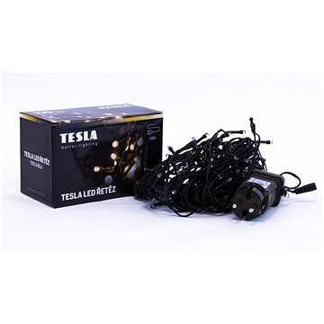 Tesla - fényfüzér, meleg fehér, 3000K, 100LED, 10 m + 5 m kábel, 230 V, 8 funkciós vezérlő, IP44