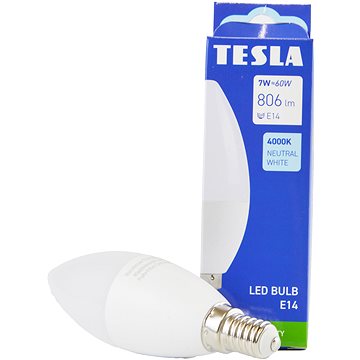 Tesla - CANDLE gyertya, E14, 7W, 230V, 806lm, 25000h, 4000K nappali fehér, 180