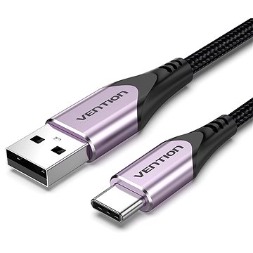 Vention Cotton Braided USB-C to USB 2.0 Cable Purple 1M Aluminum Alloy Type - Adatkábel
