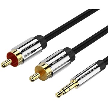 Vention 3.5mm Jack Male to 2x RCA Male Audio Cable 2m Black Metal Type