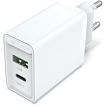 Vention 2-Port USB (A+C) Wall Charger (18W + 20W PD) White - Hálózati adapter