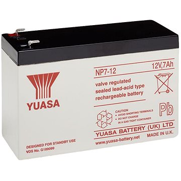 YUASA 12V 7Ah Karbantartásmentes ólomakkumulátor NP7-12, faston 4,7 mm