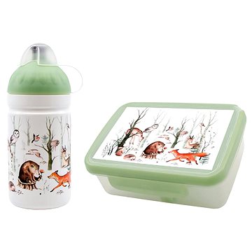 ZDRAVÁ LAHEV uzsonnás doboz + kulacs szett, 0,5 l, erdei állatkák