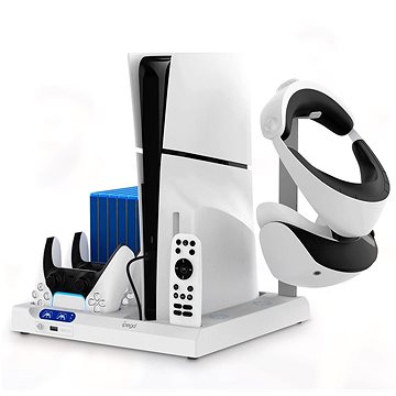 iPega P5S028 All-in-One PS5/PS5 Slim/PS5 Pro töltőállvány hűtéssel, fekete