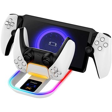 iPega P5P11 2in1 Playstation Portal Remote Player/PS5 vezérlő töltőállomás, RGB, fehér