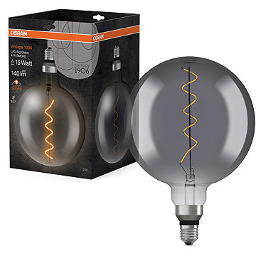 OSRAM LED izzó, kerek, fekete, E27, 4 W, VINTAGE, meleg fehér