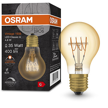 OSRAM Dimmelhető LED izzó, aranyszínű, E27, 4,8 W, VINTAGE, meleg fehér