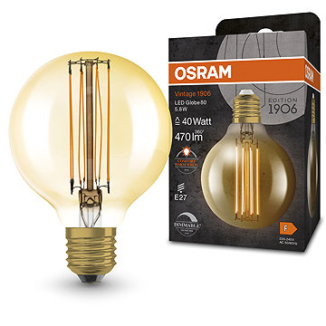 OSRAM Dimmelhető LED izzó, aranyszínű, E27, 5,8 W, VINTAGE GLOBE, meleg fehér