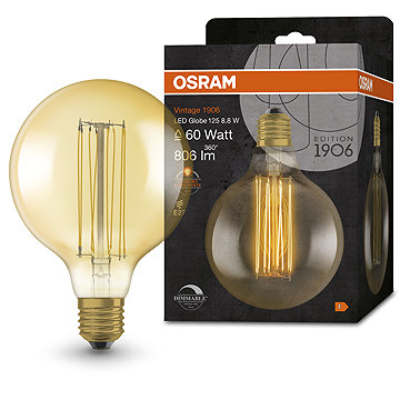 OSRAM Dimmelhető LED izzó, aranyszínű, VINTAGE, E27, 8,8 W, GLOBE, meleg fehér