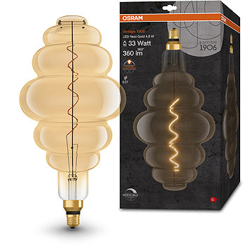 OSRAM LED izzó, fészekszerű, VINTAGE, E27, 4,8 W, GOLD VINTAGE, meleg fehér