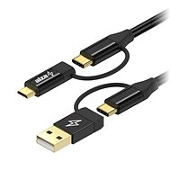 Adatkábel AlzaPower MultiCore 4in1 USB 1m fekete - Datový kabel
