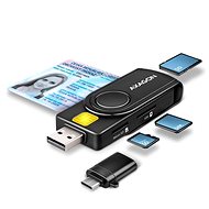 AXAGON CRE-SMP2A Smart card / ID card & SD/microSD/SIM card PocketReader, USB-A + USB-C - Elektronikus személyi igazolvány olvasó