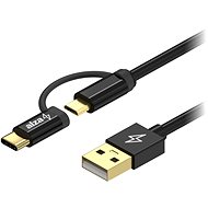 Adatkábel AlzaPower AluCore 2in1 Micro USB + USB-C 1 m fekete