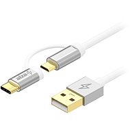 AlzaPower AluCore 2in1 Micro USB + USB-C 0,5 m ezüst - Adatkábel