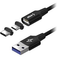 Adatkábel AlzaPower MagCore 2in1 USB-C + Micro USB, 5A, 0,5 m, fekete
