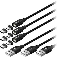 Adatkábel AlzaPower MagCore 2in1 USB-C + Micro USB, 3A, Multipack 3 db, 1 m fekete - Datový kabel