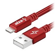Adatkábel AlzaPower AluCore Lightning MFi 1m, piros - Datový kabel