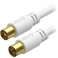AlzaPower Core Coaxial IEC (M) - IEC (F), aranyozott csatlakozó, 3 m fehér - Koax kábel