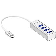 USB Hub AlzaPower AluCore USB-C (M) - 4× USB-A (F) ezüst
