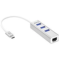 USB Hub AlzaPower AluCore USB-C (M) - 3× USB-A (F) LAN-nal ezüst