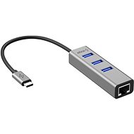 AlzaPower AluCore USB-C (M) - 3× USB-A (F) LAN-nal asztroszürke - USB Hub