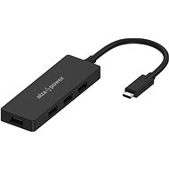 AlzaPower FlatCore USB-C (M) - 4× USB-A 2.0 (F) fekete - USB Hub