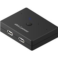 Kapcsoló AlzaPower USB 2.0 4 In 2 Out KVM Switch Selector fekete - Přepínač