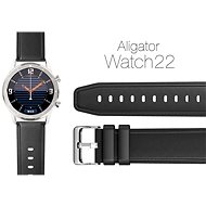 Aligator Watch 22 mm bőr/szilikon szíj fekete - Szíj