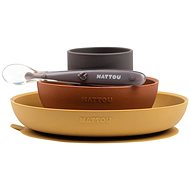 Nattou étkészlet szilikon 4 db barna-terrakotta BPA nélkül - Étkészlet