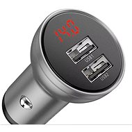 Baseus Digital Display Dual USB 4.8A Car Charger 24W, ezüst - Autós töltő