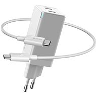 Baseus GaN Dual USB-C Quick Travel Charger 45W + Type-C (USB-C) Cable 60W 1m fehér - Hálózati adapter