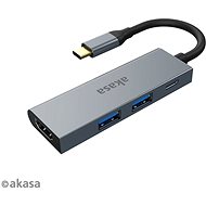 Port replikátor AKASA USB Type-C 4-in-1 Hub - 2 x USB3.0 Type A + PD Type C HDMI-vel / AK-CBCA19-18BK