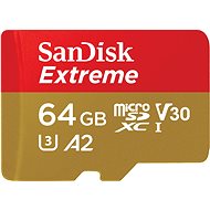 Memóriakártya SanDisk microSDXC 64 GB Extreme Action Cams and Drones + Rescue PRO Deluxe + SD adapter