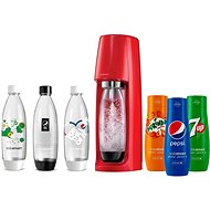 SodaStream Spirit Red + palack + PEPSI, 7UP, MIRINDA ízpatron - Szett
