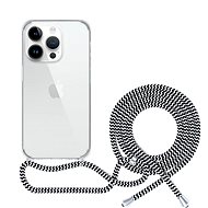 Epico iPhone 14 Pro fekete-fehér átlátszó tok nyakpánttal - Telefon tok