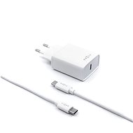 Hálózati adapter FIXED Travel USB-C kimenettel és USB-C/USB-C kábellel, PD 1 m támogatottság 18 W fehér