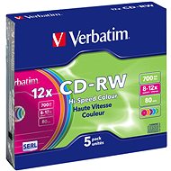 Média Verbatim CD-RW 8x COLOURS 5 db SLIM dobozban