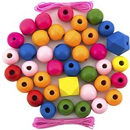 Gyöngy Teddies fából készült gyöngyök színes MAXI gumipántokkal 106 darab