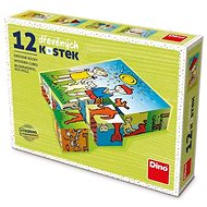 Fa játékkocka Dino Kutya és macska 12 kocka - Dřevěné kostky
