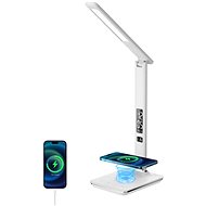 LED Immax KINGFISHER Qi Asztali lámpa Qi vezeték nélküli töltővel és USB-vel, fehér - Asztali lámpa