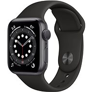 Apple Watch Series 6 44 mm Űrszürke alumínium, fekete sport szíjjal - Okosóra