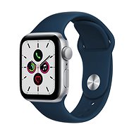 Apple Watch SE 40 mm-es ezüst alumínium, mélytengeri kék sportpánttal - Okosóra