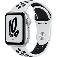Okosóra Apple Watch Nike SE 40 mm Ezüst alumínium platinaszín-fekete Nike sportszíjjal