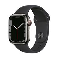 Okosóra Apple Watch Series 7 45 mm Cellular Grafitszínű rozsdamentes acél éjfekete sportszíjjal